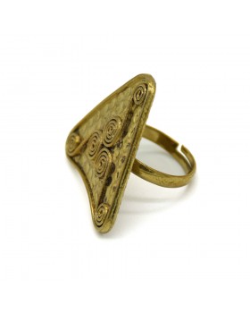 Hammered Triangle Brass Gold Plated Finger Ring